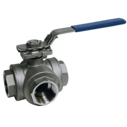 Шаровой муфтовой кран трехходовой с ручным управлением DN 50 мм PN 63 кгс/см2 AISI 304 - фото