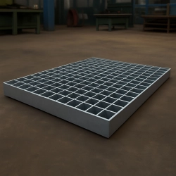 Прессованный настил P Zn 1000x1000 мм, несущая полоса 30x2 мм, размер ячейки 44x11 мм, металлический - фото
